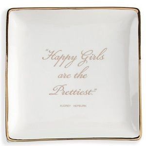NWT Jewelry Tray - White Ceramic w/Gold Trim, 5x5